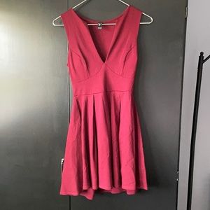 Maroon VNeck Dress
